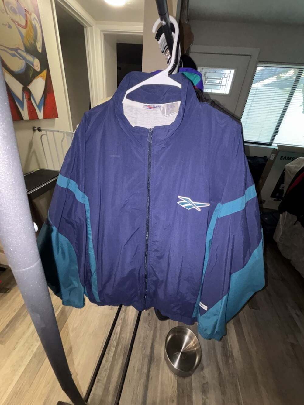Reebok Track Jacket Size 3X Blue Teal Vintage 90s Full Zip Windbreaker